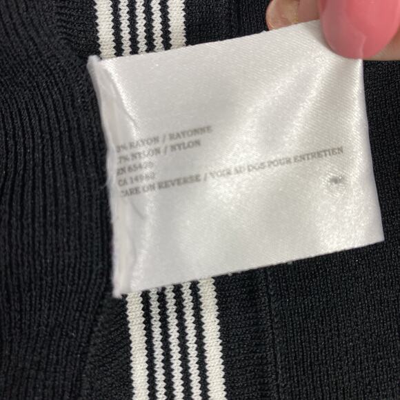 David Brooks Cardigan Womens Medium Black White Open Front Sweater Office Career - Picture 5 of 9